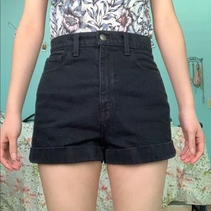 American apparel black high-waisted shorts